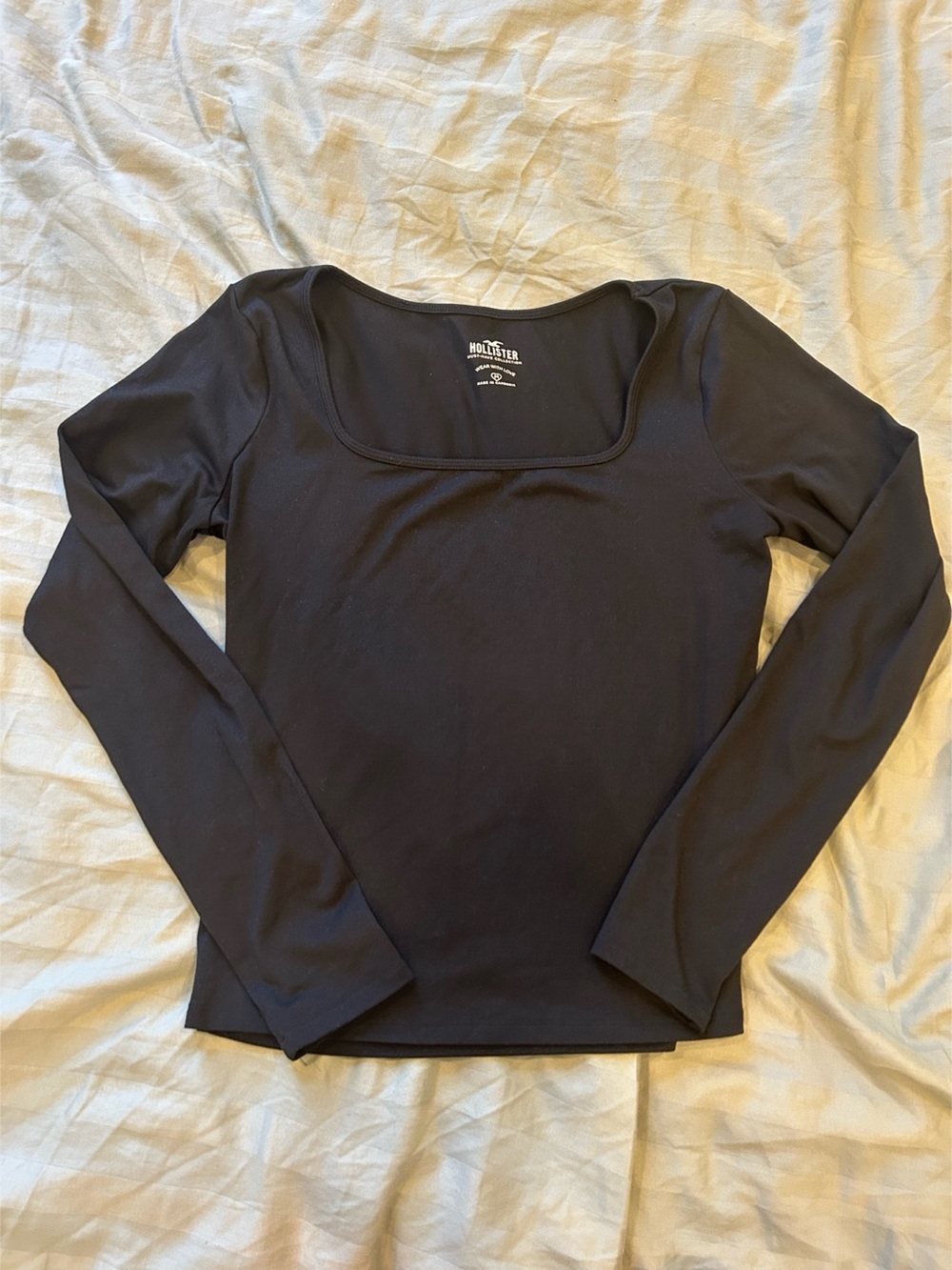Hollister Must-Have Collection Square Neck Long Sleeve Top Black
